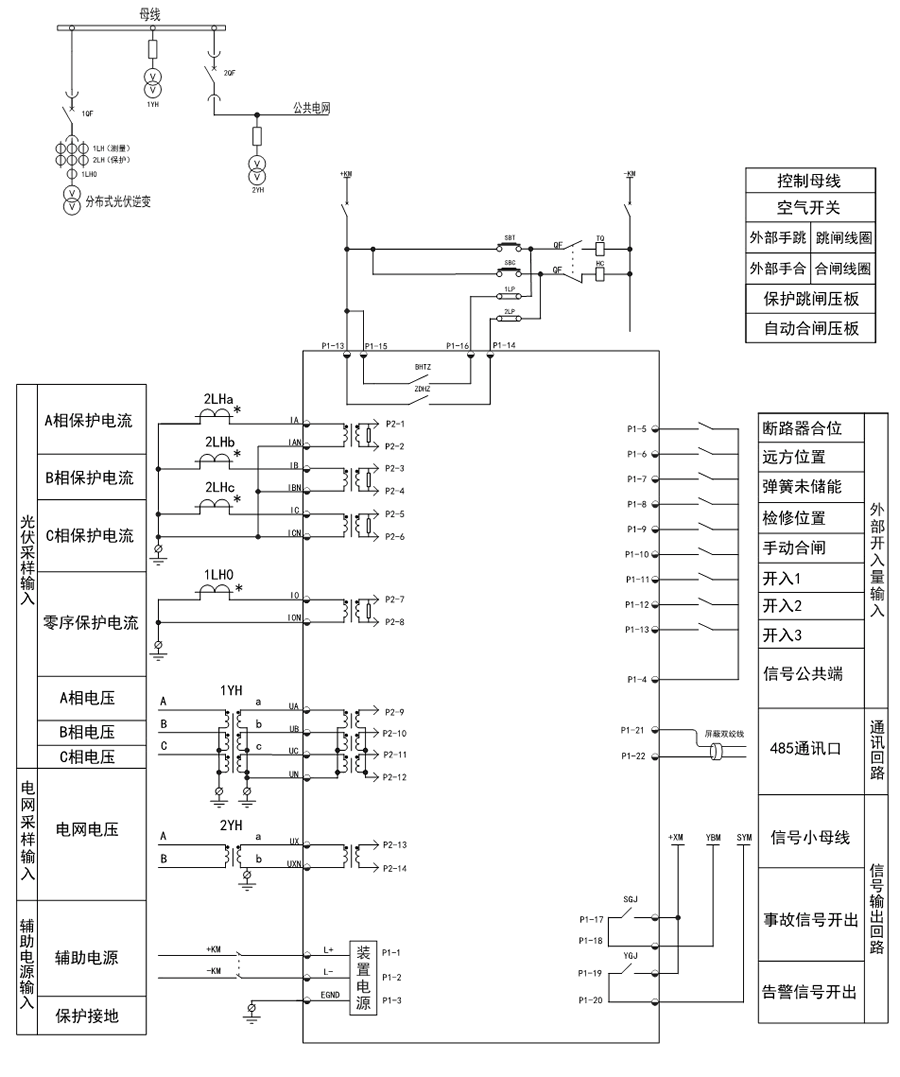 防孤岛保护装置的接线示意图